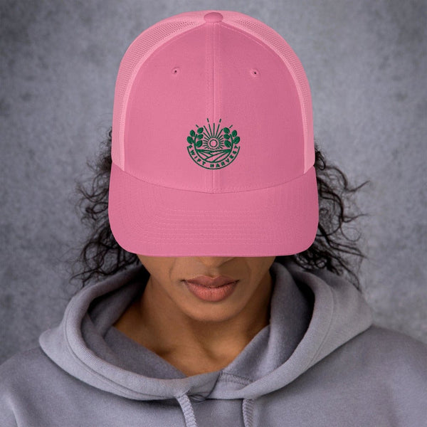 sovereignarm.com Pink Swift Harvest Sun Shine | Green Print Trucker Cap