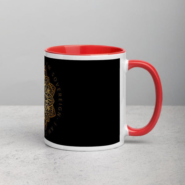 sovereignarm.com Red Lotus I am Sovereign Mug with Color Inside