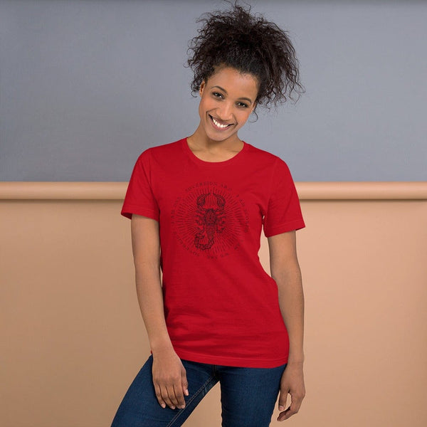 sovereignarm.com Red / S Zodiac Scorpio, I am | Black Print Short-Sleeve Unisex T-Shirt