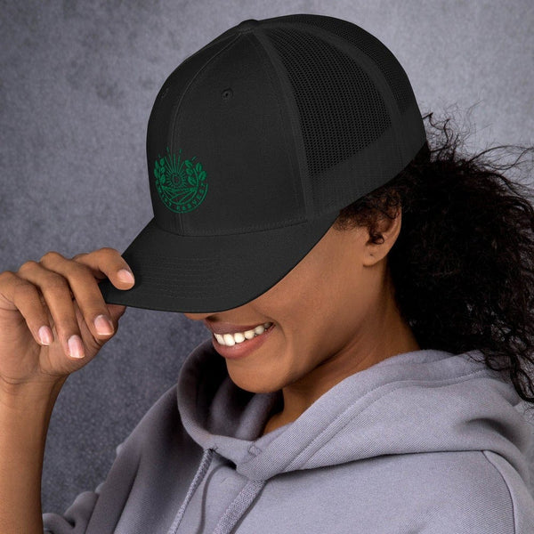 sovereignarm.com Swift Harvest Sun Shine | Green Print Trucker Cap