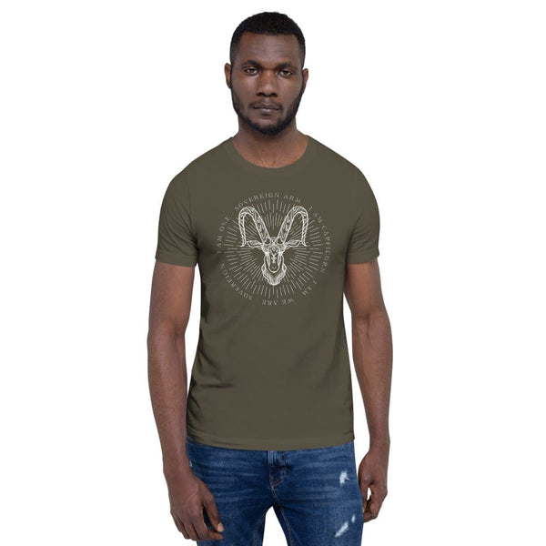 sovereignarm.com t-shirt Army / S Zodiac Capricorn, I am | White Print Short-Sleeve Unisex T-Shirt