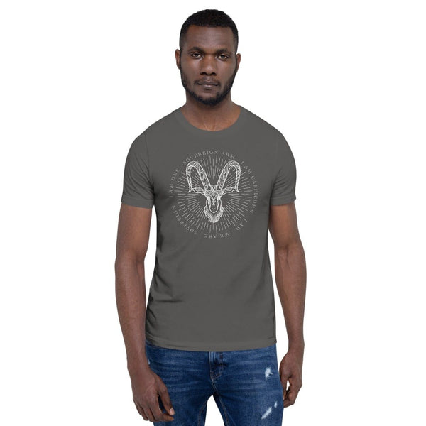 sovereignarm.com t-shirt Asphalt / S Zodiac Capricorn, I am | White Print Short-Sleeve Unisex T-Shirt