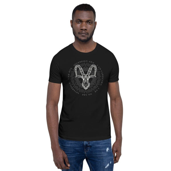sovereignarm.com t-shirt Black / XS Zodiac Capricorn, I am | White Print Short-Sleeve Unisex T-Shirt