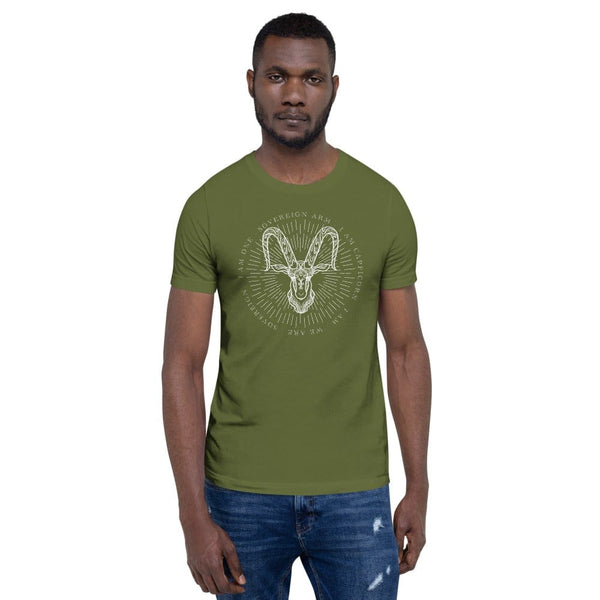 sovereignarm.com t-shirt Olive / S Zodiac Capricorn, I am | White Print Short-Sleeve Unisex T-Shirt