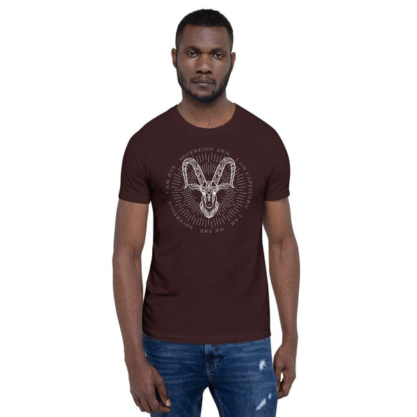 sovereignarm.com t-shirt Oxblood Black / S Zodiac Capricorn, I am | White Print Short-Sleeve Unisex T-Shirt