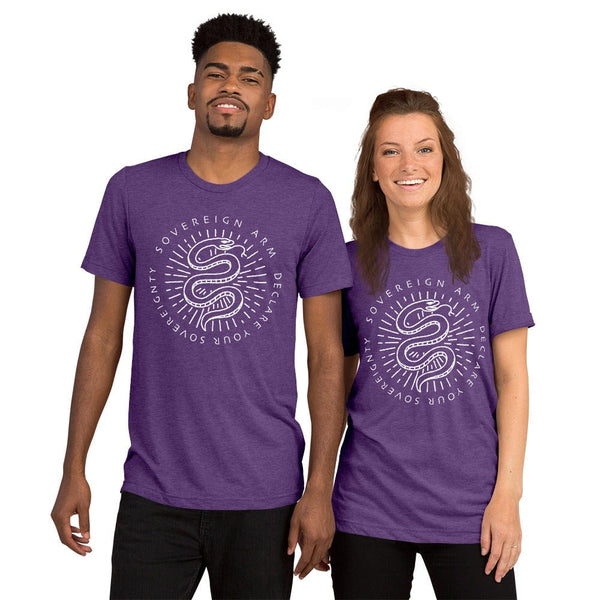 sovereignarm.com t-shirt Purple Triblend / XS Kundalini Rising, Declare your sovereignty, Don't Tread on me, | White Short sleeve t-shirt