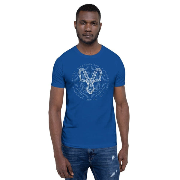 sovereignarm.com t-shirt True Royal / S Zodiac Capricorn, I am | White Print Short-Sleeve Unisex T-Shirt