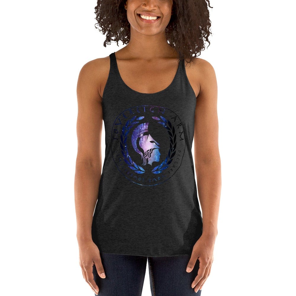 sovereignarm.com t-shirt Vintage Black / XS Goddess Athena, Declare your Sovereignty | Space Print Women's Racerback Tank