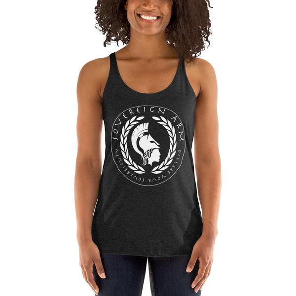 sovereignarm.com t-shirt Vintage Black / XS Goddess Athena, Declare your Sovereignty | White Print Women's Racerback Tank