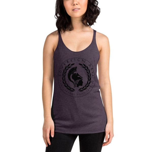 sovereignarm.com t-shirt Vintage Purple / XS Goddess Athena, Declare your Sovereignty | Black Print Women's Racerback Tank
