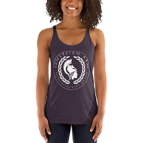 sovereignarm.com t-shirt Vintage Purple / XS Goddess Athena, Declare your Sovereignty | White Print Women's Racerback Tank