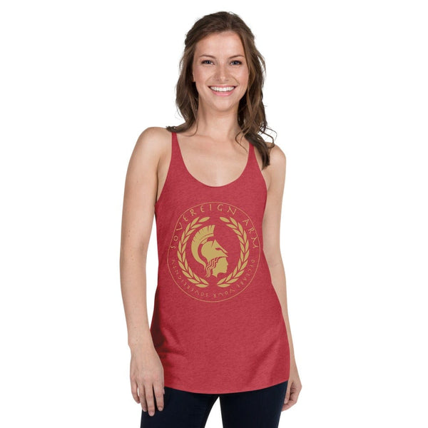 sovereignarm.com t-shirt Vintage Red / XS Goddess Athena, Declare your Sovereignty | Gold Print Women's Racerback Tank