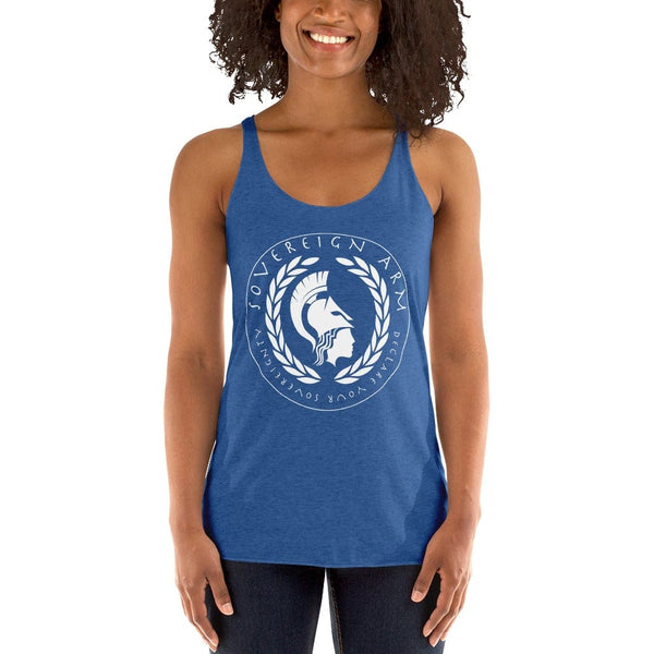 sovereignarm.com t-shirt Vintage Royal / XS Goddess Athena, Declare your Sovereignty | White Print Women's Racerback Tank