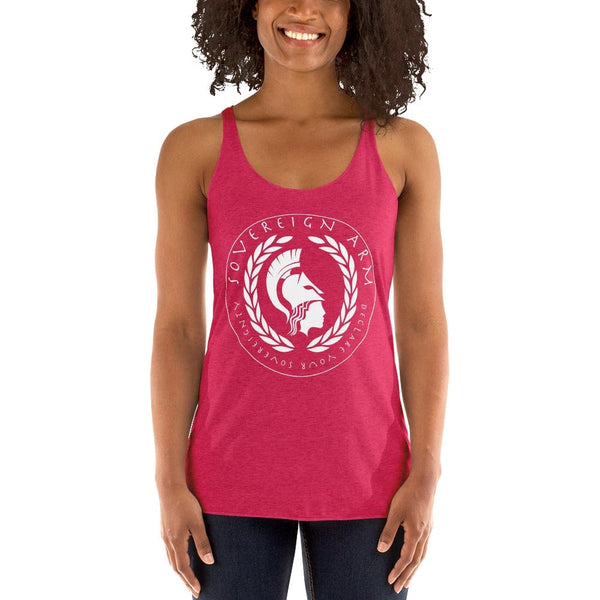 sovereignarm.com t-shirt Vintage Shocking Pink / XS Goddess Athena, Declare your Sovereignty | White Print Women's Racerback Tank