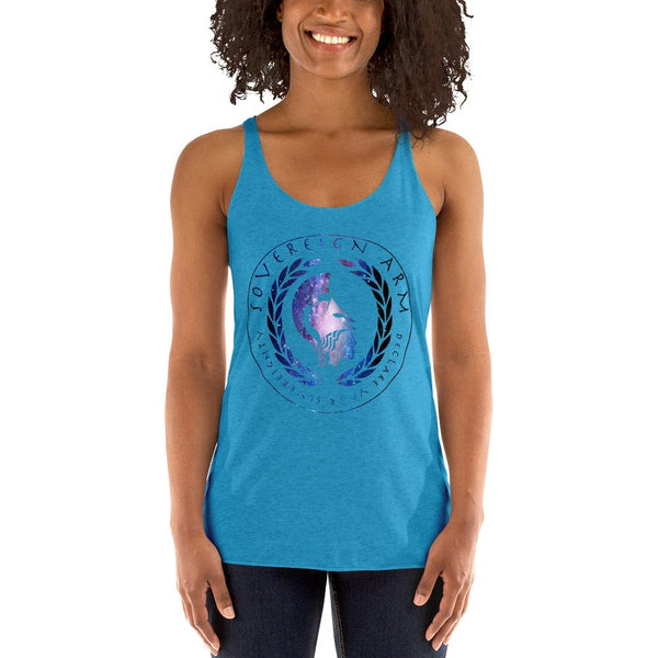 sovereignarm.com t-shirt Vintage Turquoise / XS Goddess Athena, Declare your Sovereignty | Space Print Women's Racerback Tank