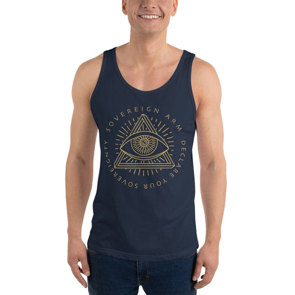 sovereignarm.com Tank top Navy / XS Third Eye, Declare Your Sovereignty | Gold Print Unisex Tank Top