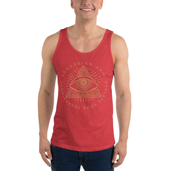 sovereignarm.com Tank top Red Triblend / XS Third Eye, Declare Your Sovereignty | Gold Print Unisex Tank Top