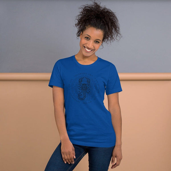 sovereignarm.com True Royal / S Zodiac Scorpio, I am | Black Print Short-Sleeve Unisex T-Shirt