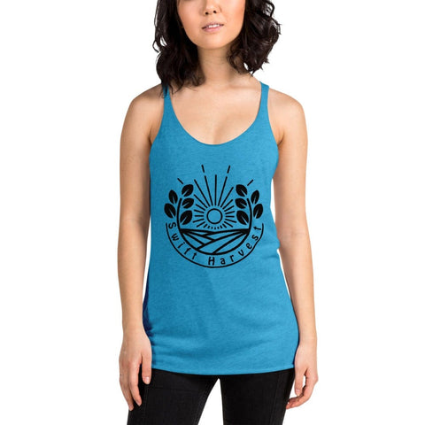 sovereignarm.com Womans Racerback Vintage Turquoise / XS Swift Harvest, Sun Shine | Black Print Women's Racerback Tank