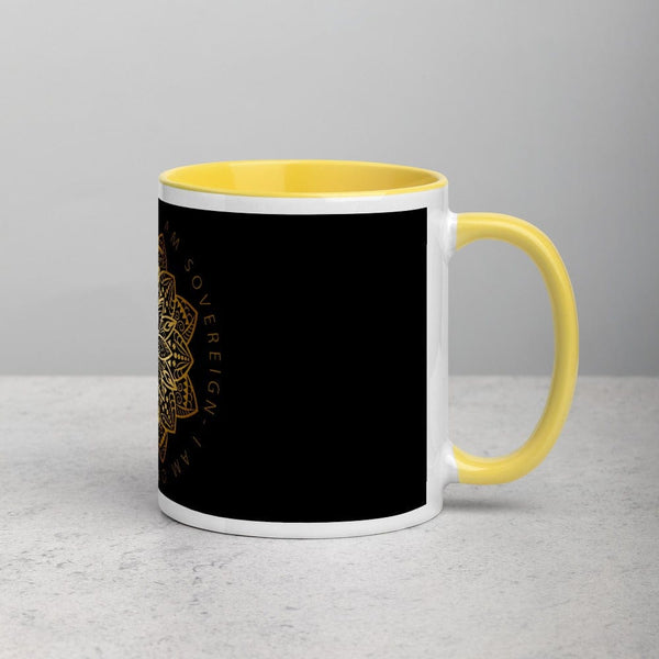 sovereignarm.com Yellow Lotus I am Sovereign Mug with Color Inside