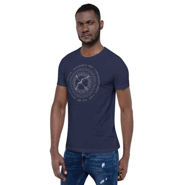 sovereignarm.com Zodiac Sagittarius, I am | White Print Short-Sleeve Unisex T-Shirt