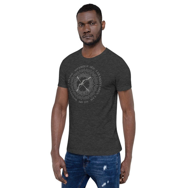 sovereignarm.com Zodiac Sagittarius, I am | White Print Short-Sleeve Unisex T-Shirt