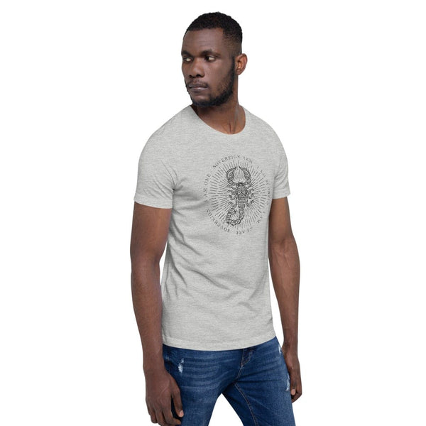 sovereignarm.com Zodiac Scorpio, I am | Black Print Short-Sleeve Unisex T-Shirt