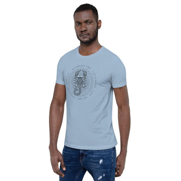 sovereignarm.com Zodiac Scorpio, I am | Black Print Short-Sleeve Unisex T-Shirt