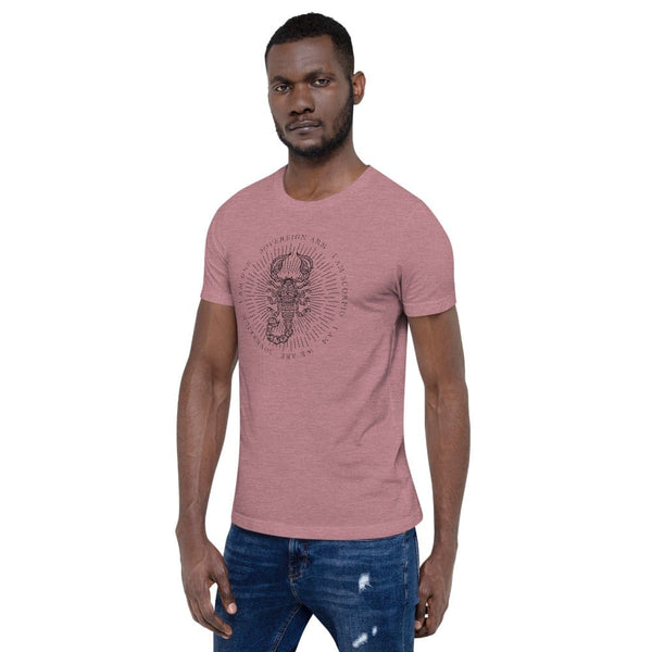 sovereignarm.com Zodiac Scorpio, I am | Black Print Short-Sleeve Unisex T-Shirt