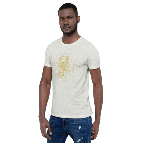 sovereignarm.com Zodiac Scorpio, I am | Gold Print Short-Sleeve Unisex T-Shirt
