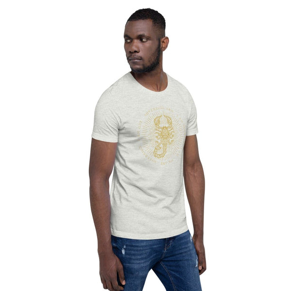 sovereignarm.com Zodiac Scorpio, I am | Gold Print Short-Sleeve Unisex T-Shirt
