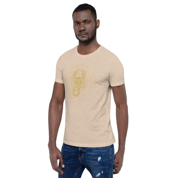 sovereignarm.com Zodiac Scorpio, I am | Gold Print Short-Sleeve Unisex T-Shirt