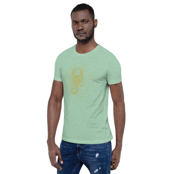 sovereignarm.com Zodiac Scorpio, I am | Gold Print Short-Sleeve Unisex T-Shirt