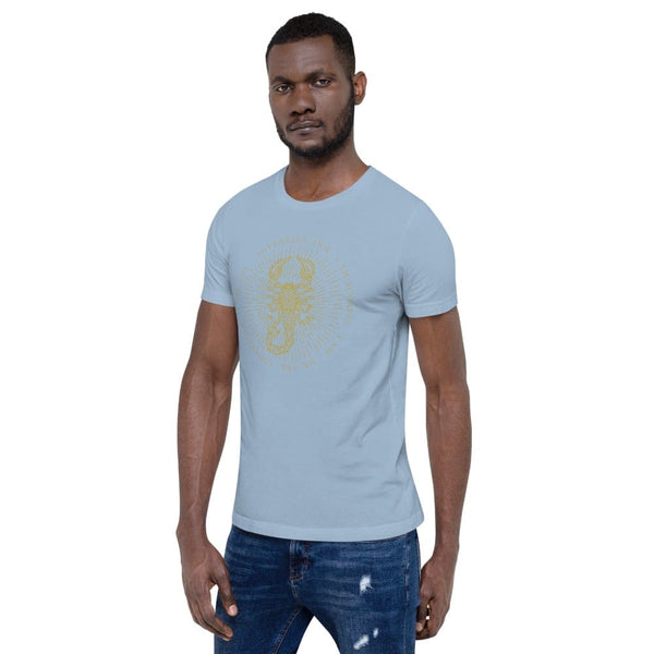 sovereignarm.com Zodiac Scorpio, I am | Gold Print Short-Sleeve Unisex T-Shirt