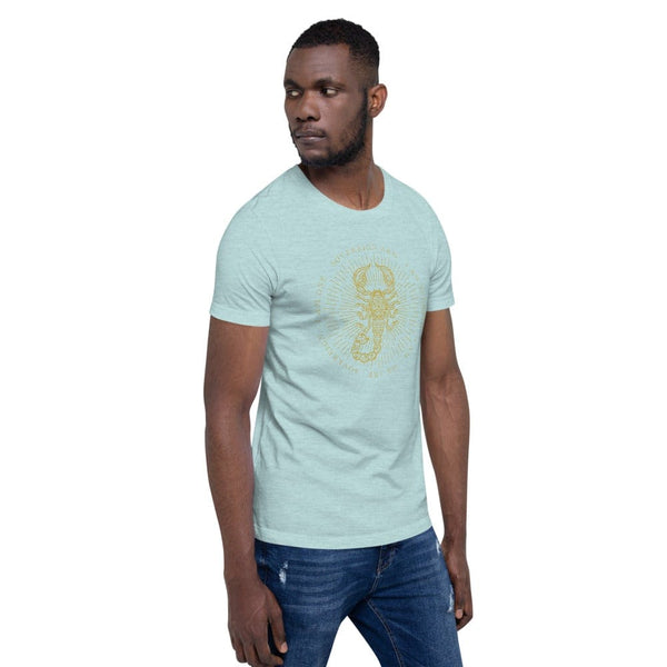 sovereignarm.com Zodiac Scorpio, I am | Gold Print Short-Sleeve Unisex T-Shirt