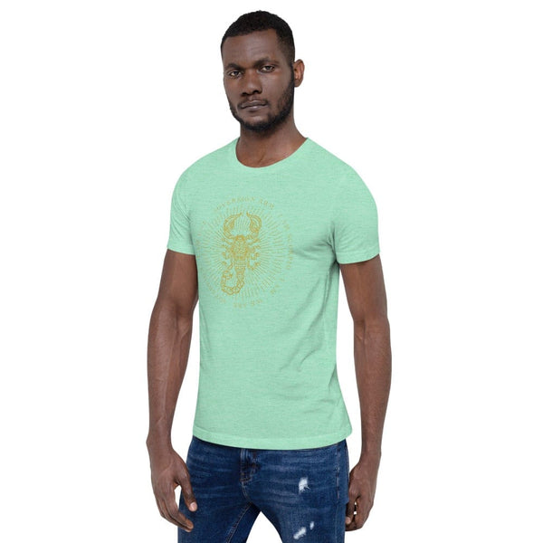 sovereignarm.com Zodiac Scorpio, I am | Gold Print Short-Sleeve Unisex T-Shirt