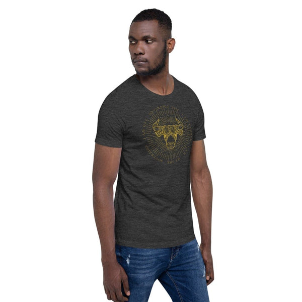 sovereignarm.com Zodiac Taurus, I am | Gold Print, Dark colors Short-Sleeve Unisex T-Shirt